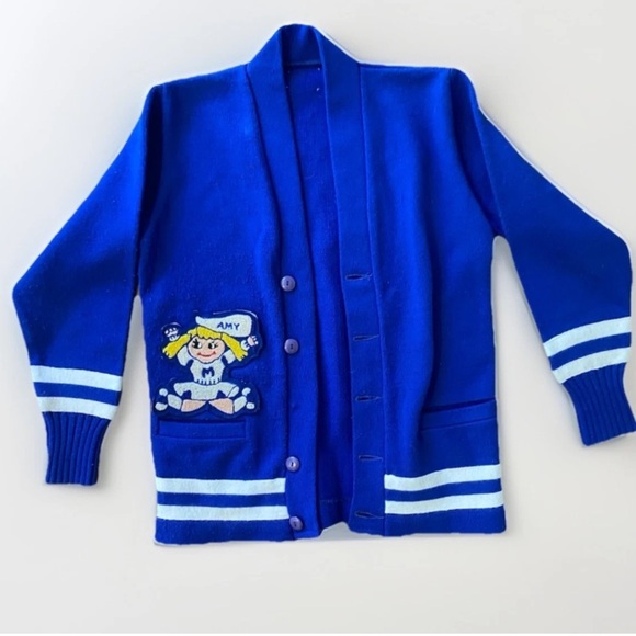 Vintage Cardigan Letterman Wool Sweater 60s-70s Name Patch See measurements - Picture 3 of 3
